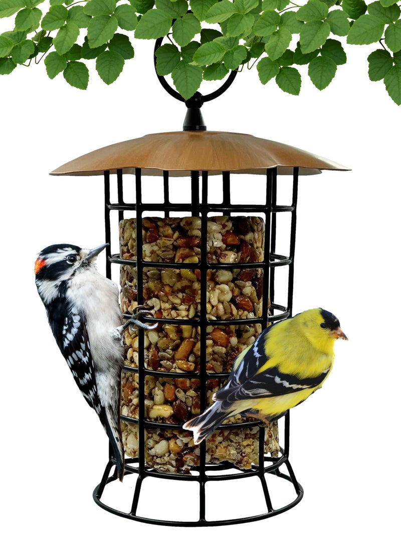 Songbird Essentials Copper Roof Suet Log Feeder - Image 1